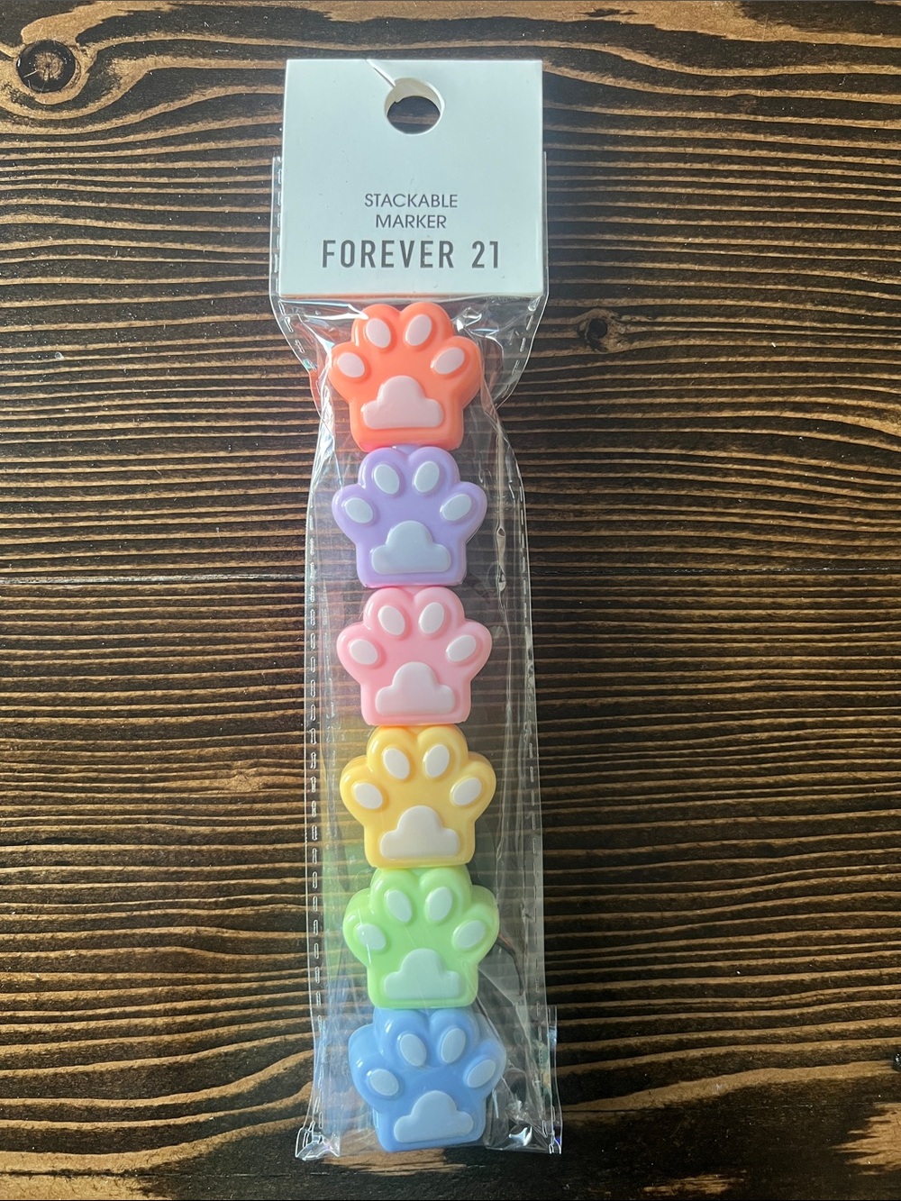 FOREVER 21 Paw Print Stackable Markers - Pastel Multi